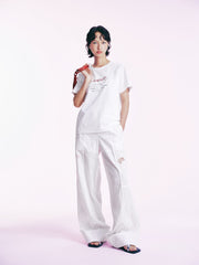 Women's Casual Lace Patchwork Letter  T-Shirt