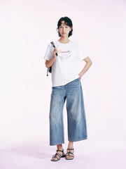 Women's Casual Lace Patchwork Letter  T-Shirt