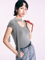 Women's Casual Slim Fit Flutter Sleeve  Top