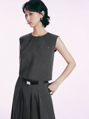 Women's Commute-Style Vest and Pleated Skirt Set
