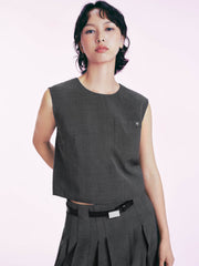 Women's Commute-Style Vest and Pleated Skirt Set