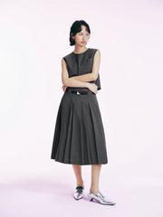 Women's Commute-Style Vest and Pleated Skirt Set