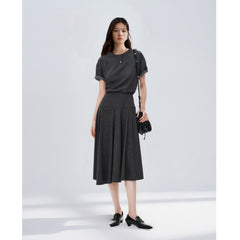 Women's office style fitted waist long dress