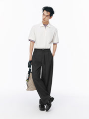 Men's Casual Zipper-Trimmed Polo