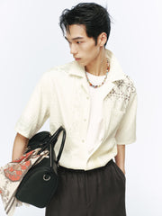 Men's Casual Textured Jacquard Shirt