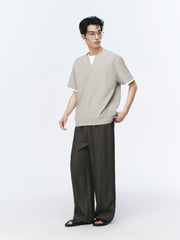 Men's casual Henley short-sleeve shirt