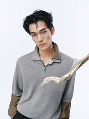 Men's casual knitted Polo short-sleeve shirt
