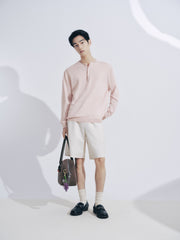 Men's casual elastic waist jacquard shorts