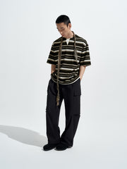 Men's Loose-Fit Striped Henley T-Shirt