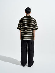 Men's Loose-Fit Striped Henley T-Shirt