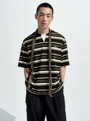 Men's Loose-Fit Striped Henley T-Shirt