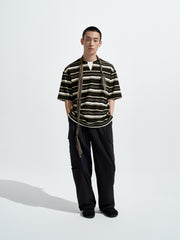 Men's Loose-Fit Striped Henley T-Shirt