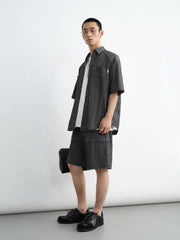 Men's casual loose-fitting denim-style shirt for outerwear