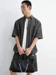 Men's casual loose-fitting denim-style shirt for outerwear