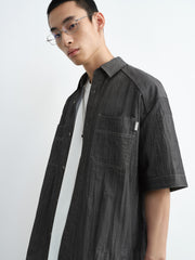 Men's casual loose-fitting denim-style shirt for outerwear