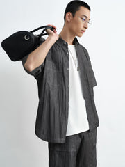 Men's casual loose-fitting denim-style shirt for outerwear