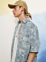 Men's Casual Short Sleeve Denim Shirt
