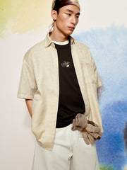 Men's Letter Jacquard Short-Sleeve Shirt