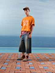 Men's Casual Orange Printed  T-Shirt