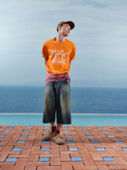 Men's Casual Orange Printed  T-Shirt