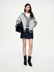 Women's Casual Collegiate Plaid Sweatshirt Jacket