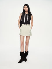 Women's Detachable Plaid Scarf Knit Vest