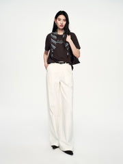 Women's Casual Contrast-Color Embroidered  T-Shirt