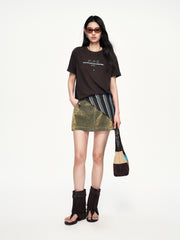Women's Casual Contrast-Color Embroidered  T-Shirt