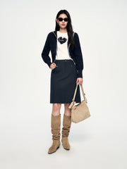 Women's Intellectual Jacquard Hooded Knit Cardigan