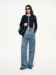 Women's Intellectual Jacquard Hooded Knit Cardigan