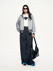 Women's Casual Collegiate Plaid Sweatshirt Jacket