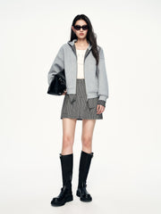Women's Casual Collegiate Plaid Sweatshirt Jacket