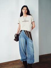 Women's Casual Contrast-Color Embroidered  T-Shirt
