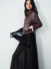 Women's Edgy Cropped Metallic PU Jacket