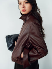 Women's Edgy Cropped Metallic PU Jacket