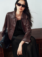Women's Edgy Cropped Metallic PU Jacket