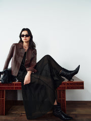 Women's Edgy Cropped Metallic PU Jacket