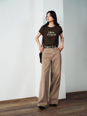 Women's Casual Contrast-Velvet Letter  T-Shirt