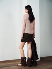 Women's Casual Faux-Suede A-Line Fringe Mini Skirt