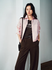 Women's Casual Contrast-Velvet Letter  T-Shirt