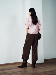 Women's Casual Pink Cropped Long-Sleeve Shirt