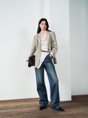 Women's Commuter Gray Double-Breasted Blazer