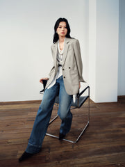 Women's Commuter Gray Double-Breasted Blazer
