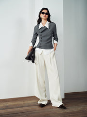 Women's Commuter White Curved-Leg Pants