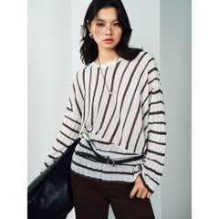 Women's Casual Asymmetric-Stripe Cover-Up