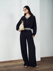 Women's Casual Waist-Cinching Tencel Sweatshirt Set