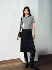 Women's Elegant Beaded Mesh A-Line Midi Skirt