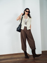 Women's Cargo Structured Shoulder Vest with Scarf Detail