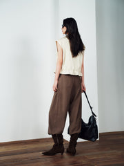 Women's Cargo Structured Shoulder Vest with Scarf Detail