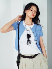 Women's Intellectual Cable-Knit Short-Sleeve Sweater